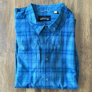 Men’s Orvis performance material button down shirt.